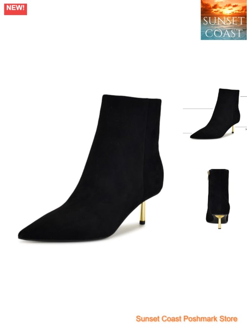 Nine West Hamesa Suede Stiletto Ankle Bootie Pointy Toe Dress Boots